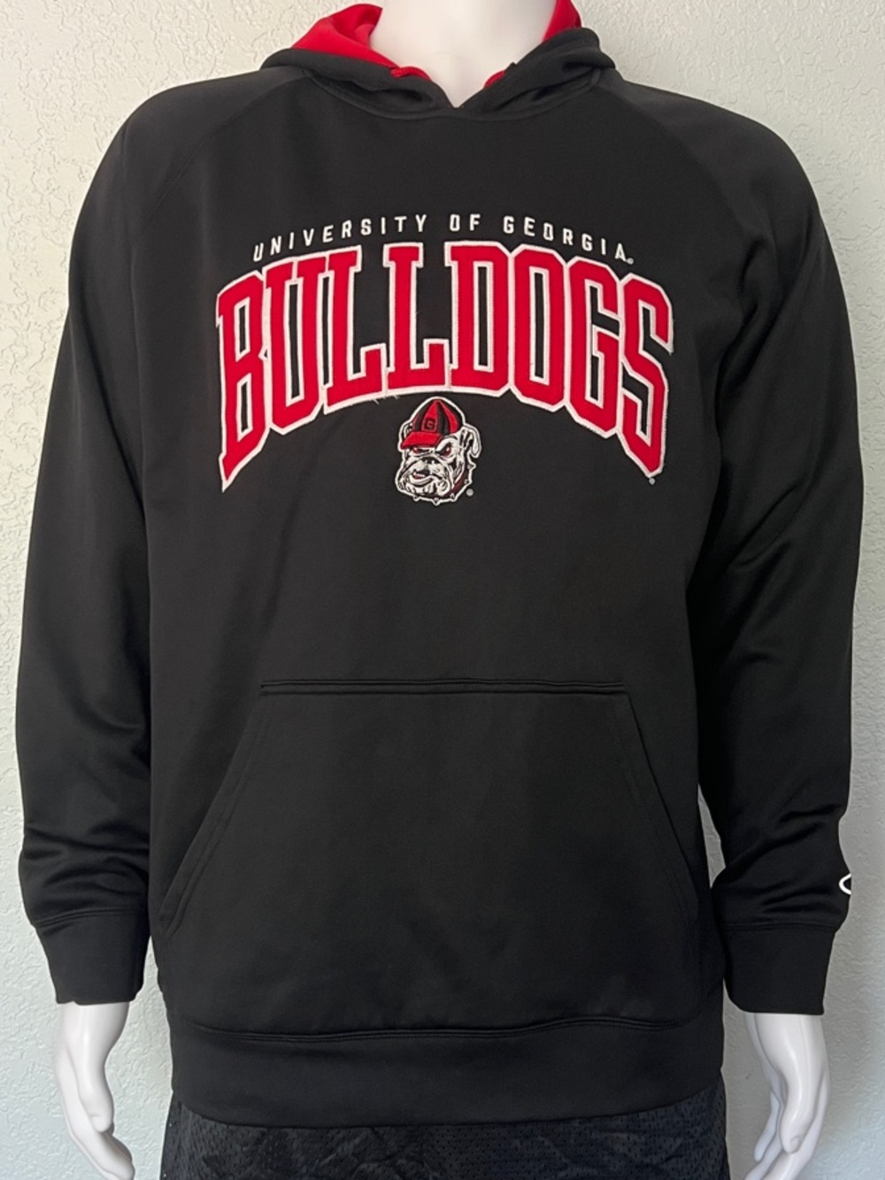 Georgia Bulldogs Champion Pullover Hoodie Men’s Sz M Black Red College Football
